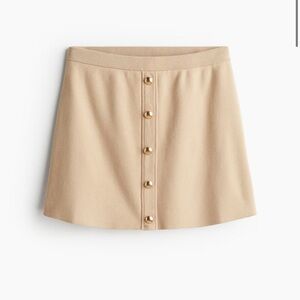 Elegant Button-Front Fine-Knit Skirt - Tan